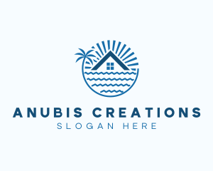 Tropical Seaside Villa House logo design