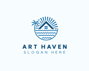 Tropical Seaside Villa House logo design