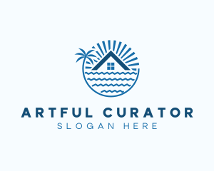 Tropical Seaside Villa House logo design