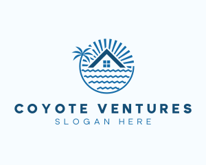 Tropical Seaside Villa House logo design