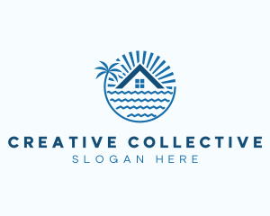 Tropical Seaside Villa House logo design