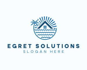 Tropical Seaside Villa House logo design