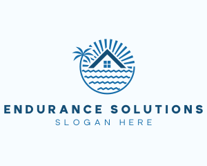 Tropical Seaside Villa House logo design