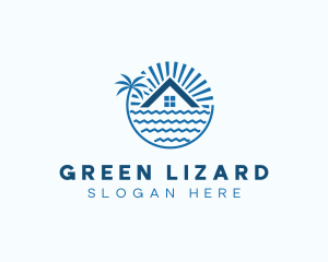 Tropical Seaside Villa House logo design