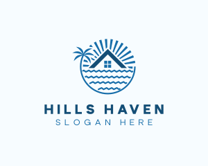 Tropical Seaside Villa House logo design