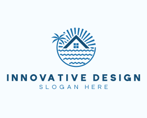 Tropical Seaside Villa House logo design