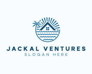 Tropical Seaside Villa House logo design