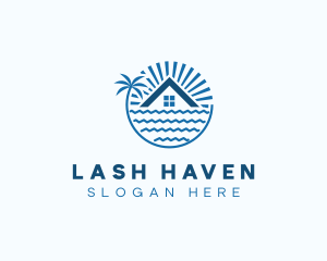 Tropical Seaside Villa House logo design