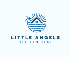 Tropical Seaside Villa House logo design