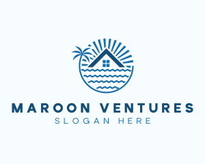 Tropical Seaside Villa House logo design