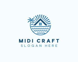 Tropical Seaside Villa House logo design