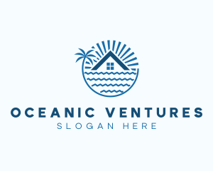 Tropical Seaside Villa House logo design