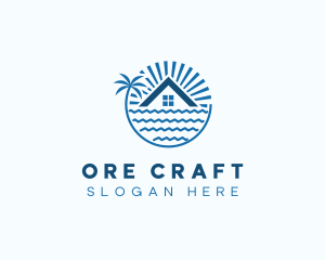 Tropical Seaside Villa House logo design