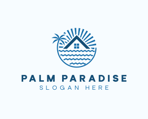 Tropical Seaside Villa House logo design