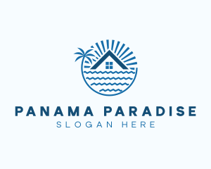 Tropical Seaside Villa House logo design