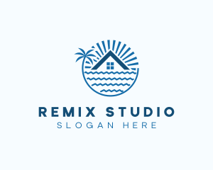 Tropical Seaside Villa House logo design