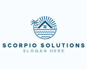 Tropical Seaside Villa House logo design