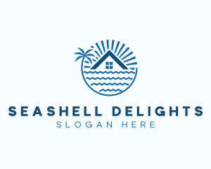 Tropical Seaside Villa House logo design