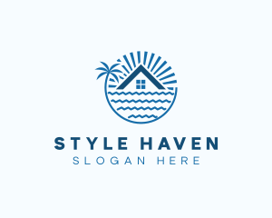 Tropical Seaside Villa House logo design