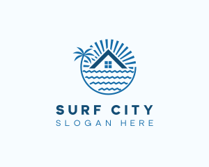 Tropical Seaside Villa House logo design