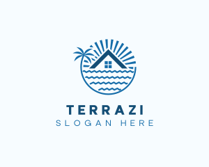 Tropical Seaside Villa House logo design