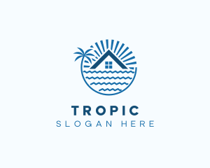 Tropical Seaside Villa House logo design