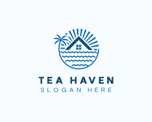 Tropical Seaside Villa House logo design