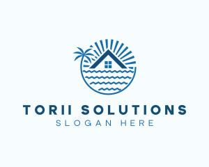 Tropical Seaside Villa House logo design