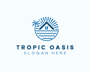 Tropical Seaside Villa House logo design