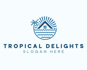 Tropical Seaside Villa House logo design