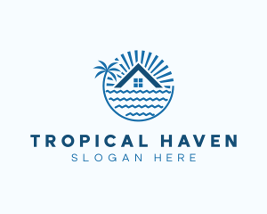 Tropical Seaside Villa House logo design