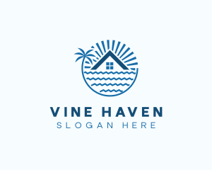 Tropical Seaside Villa House logo design