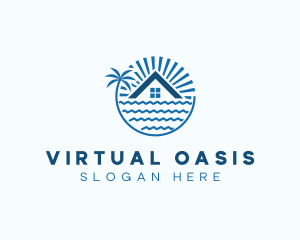 Tropical Seaside Villa House logo design