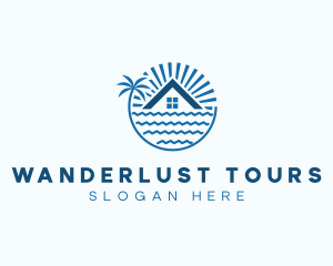 Tropical Seaside Villa House logo design