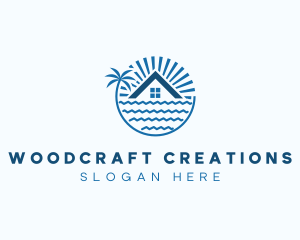 Tropical Seaside Villa House logo design