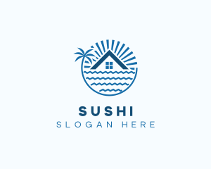 Tropical Seaside Villa House logo design