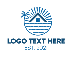 Accommodation - Tropical Seaside Villa House logo design
