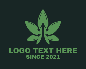 Green Arrow - Cannabis Leaf Arrow logo design