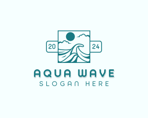 Surfing Beach Wave  logo design