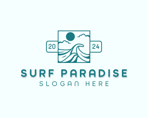 Surfing Beach Wave  logo design