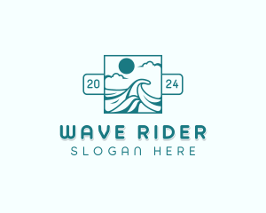 Surfing Beach Wave  logo design