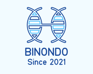 Dna Chromosome - Blue Monoline DNA Strand logo design