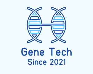 Blue Monoline DNA Strand logo design