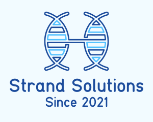 Blue Monoline DNA Strand logo design