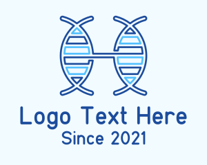 Dna Chromosome - Blue Monoline DNA Strand logo design