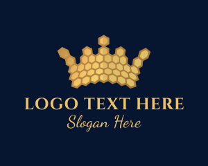 Golden - Gold Hexagon Crown logo design