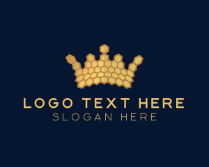 Premium - Gold Hexagon Crown logo design