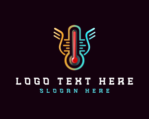 Heat - Thermometer Cooling Heating logo design