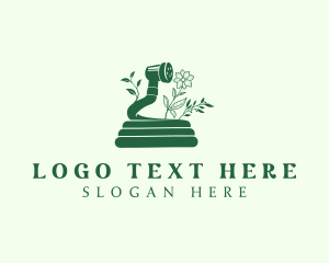 Landscaper - Green Gardening Hose Flower logo design