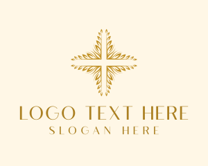 Christianity Cross Wheat logo design